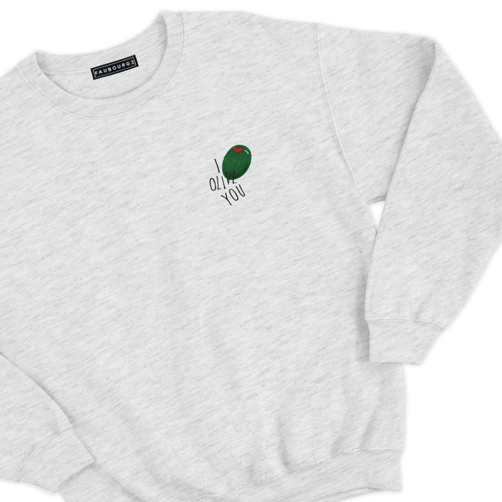 sweat homme gris i olive you Faubourg 54