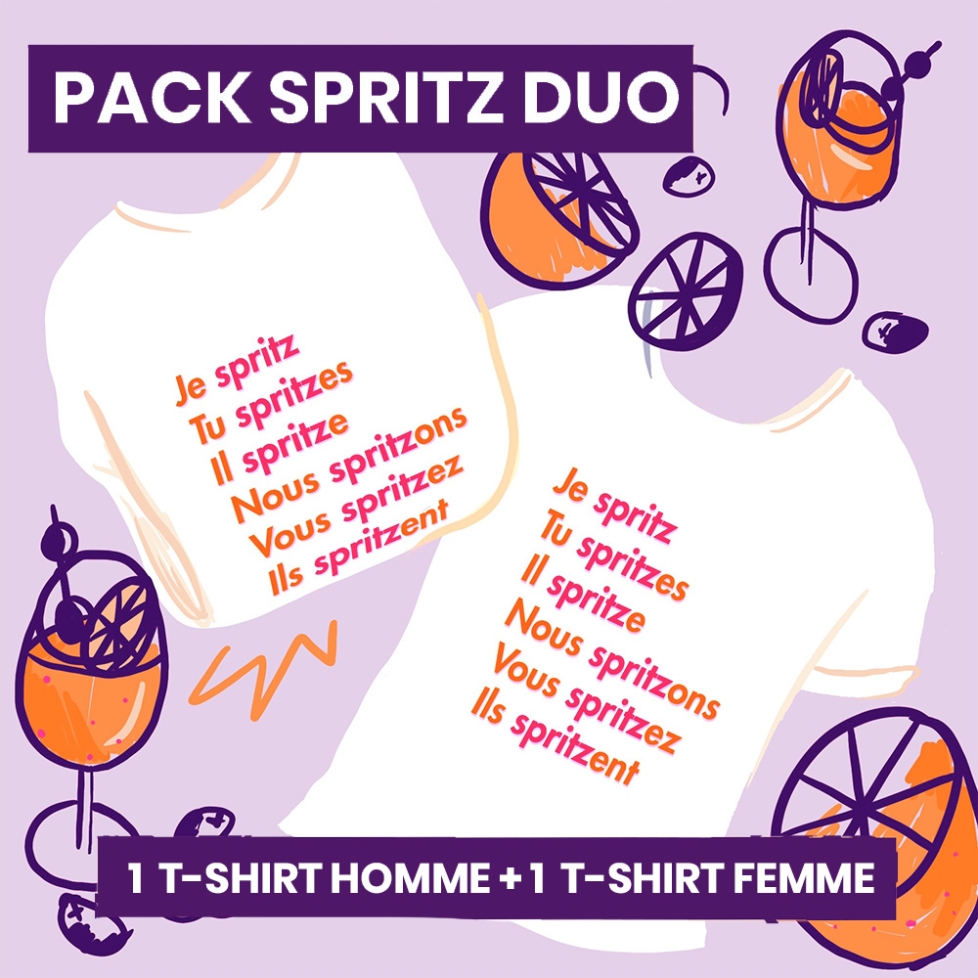 Pack 2 T-Shirts Blanc Spritzer Femme et Homme