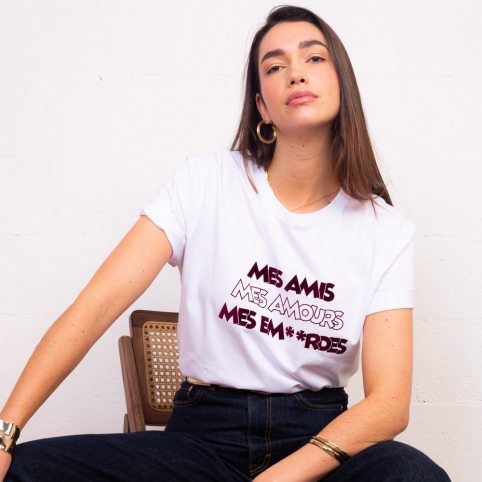 T-shirt Blanc Mes Amis Mes Amours collection NOSTALGIA
