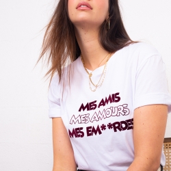T-shirt Blanc Mes Amis Mes Amours