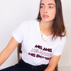 T-shirt Blanc Mes Amis Mes Amours