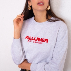 Sweat Boxy Gris Allumer le Coeur