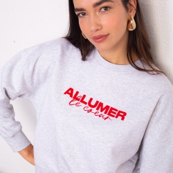 Sweat Boxy Gris Allumer le Coeur