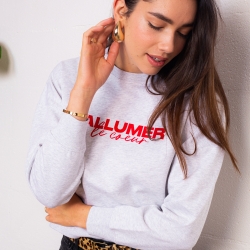 Sweat Boxy Gris Allumer le Coeur