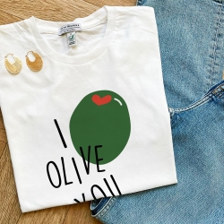 T-shirt Blanc I Olive You