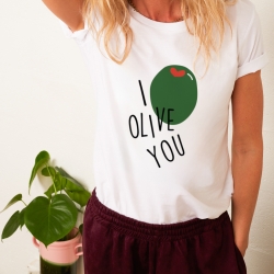 T-shirt Blanc I Olive You