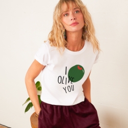 T-shirt Blanc I Olive You