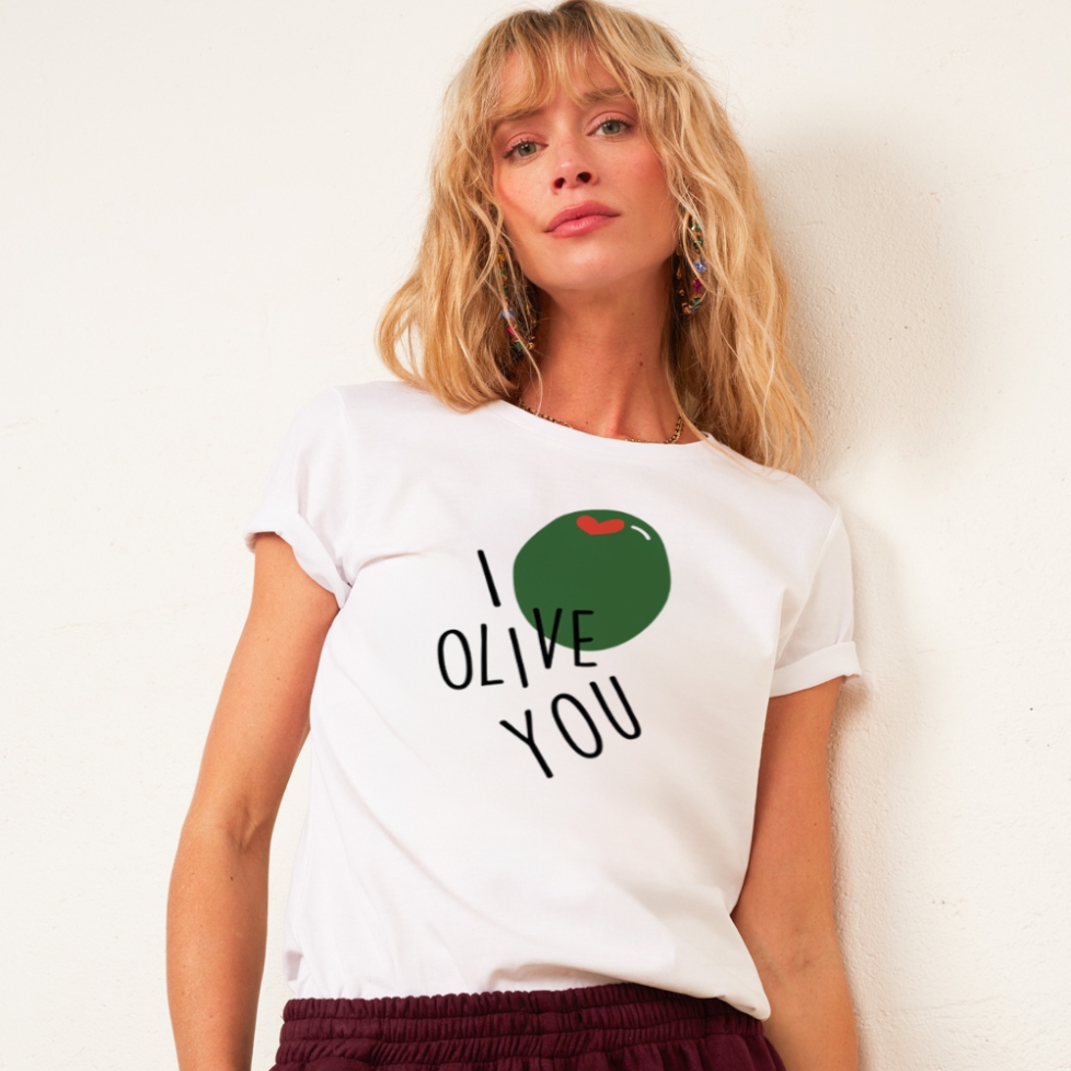 T-shirt Blanc I Olive You