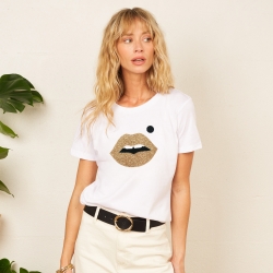 T-Shirt Blanc Bouche Cindy Gold Big