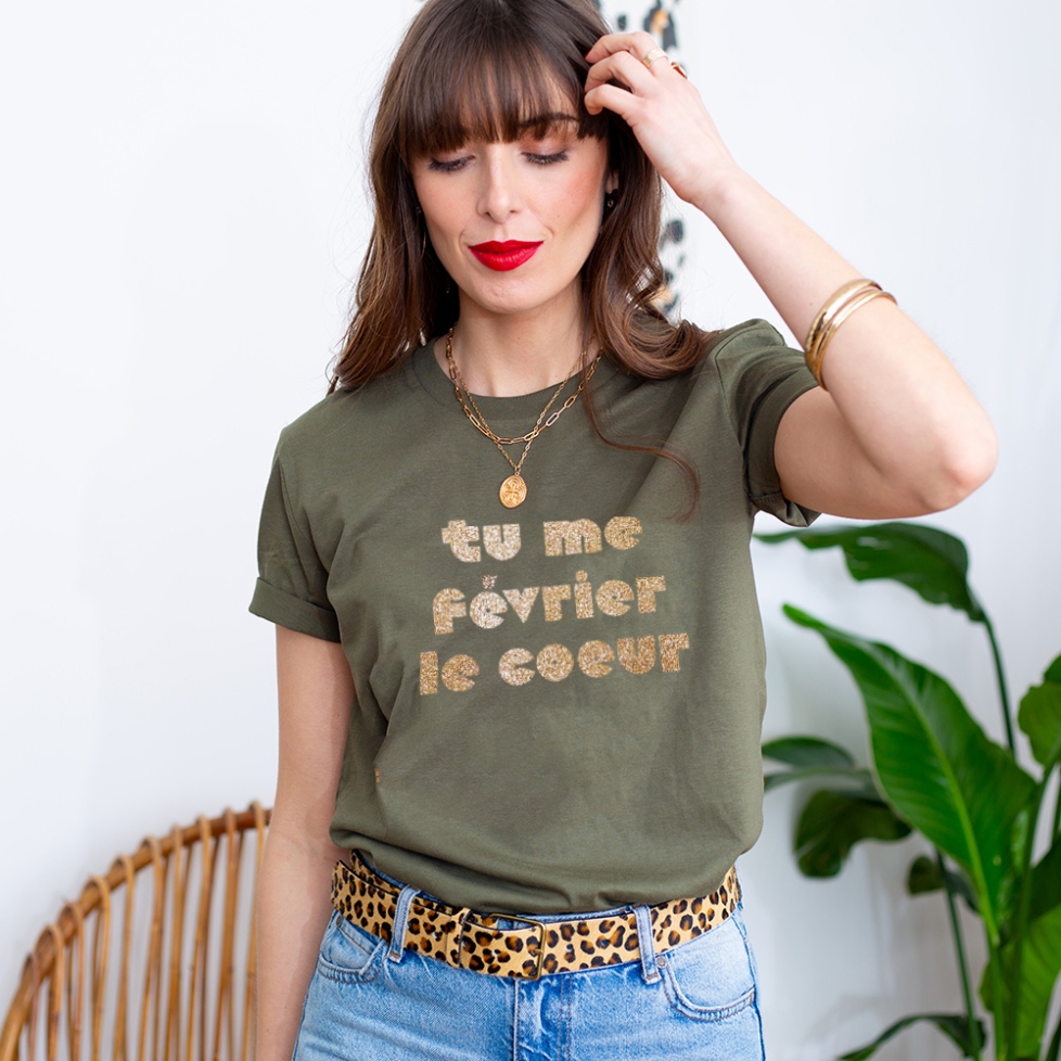 T-shirt Kaki Tu Me Février