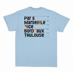 t-shirt bleu ville françaises homme