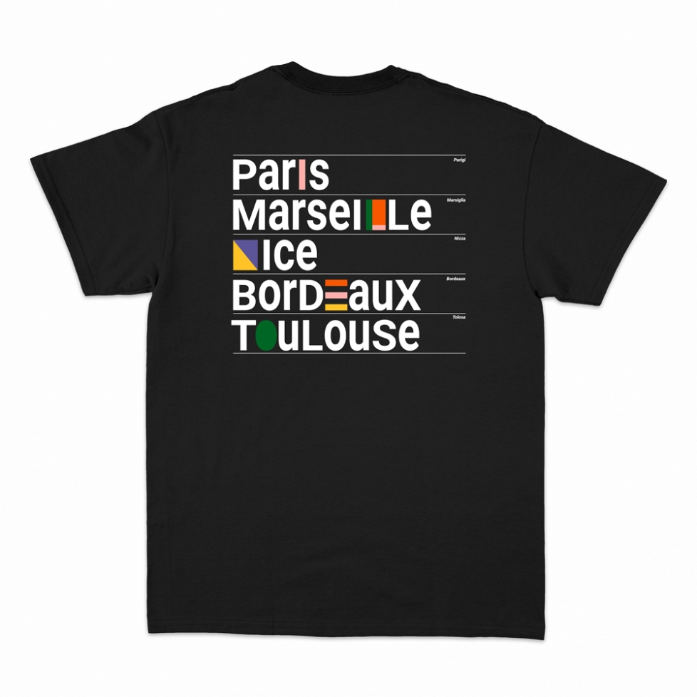 t-shirt noir ville françaises homme