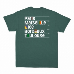 t-shirt vert ville françaises homme