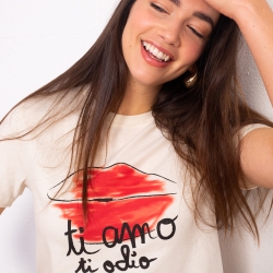 T-shirt Crème Ti Amo Ti Odio