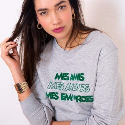 Sweat Gris Mes Amis Mes Amours