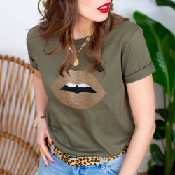 T-Shirt Kaki Bouche Cindy Gold