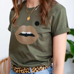 T-Shirt Kaki Bouche Cindy Gold