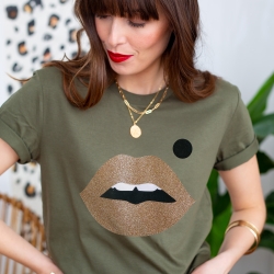 T-Shirt Kaki Bouche Cindy Gold