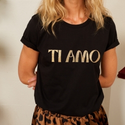 T-Shirt Noir Ti Amo Glitter