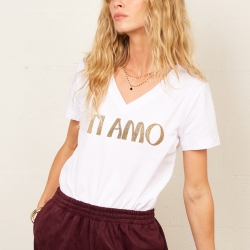 T-shirt Col V Ti Amo Gold