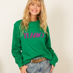 Sweat Vert Ti Amo Fuschia