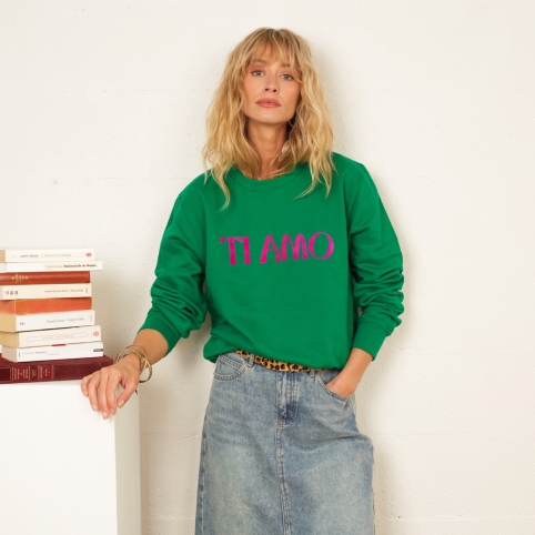 Sweat Vert Ti Amo Fuchsia
