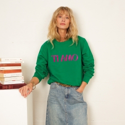 Sweat Vert Ti Amo Fuschia