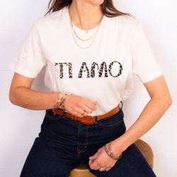 T-shirt crème Ti Amo léopard