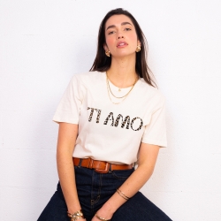 T-shirt crème Ti Amo léopard