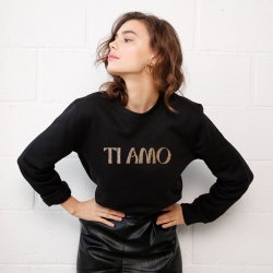 Sweat Noir Ti Amo Gold Glitter