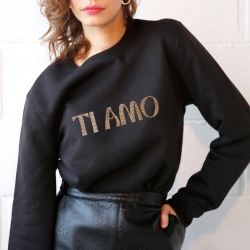Sweat Noir Ti Amo Gold Glitter