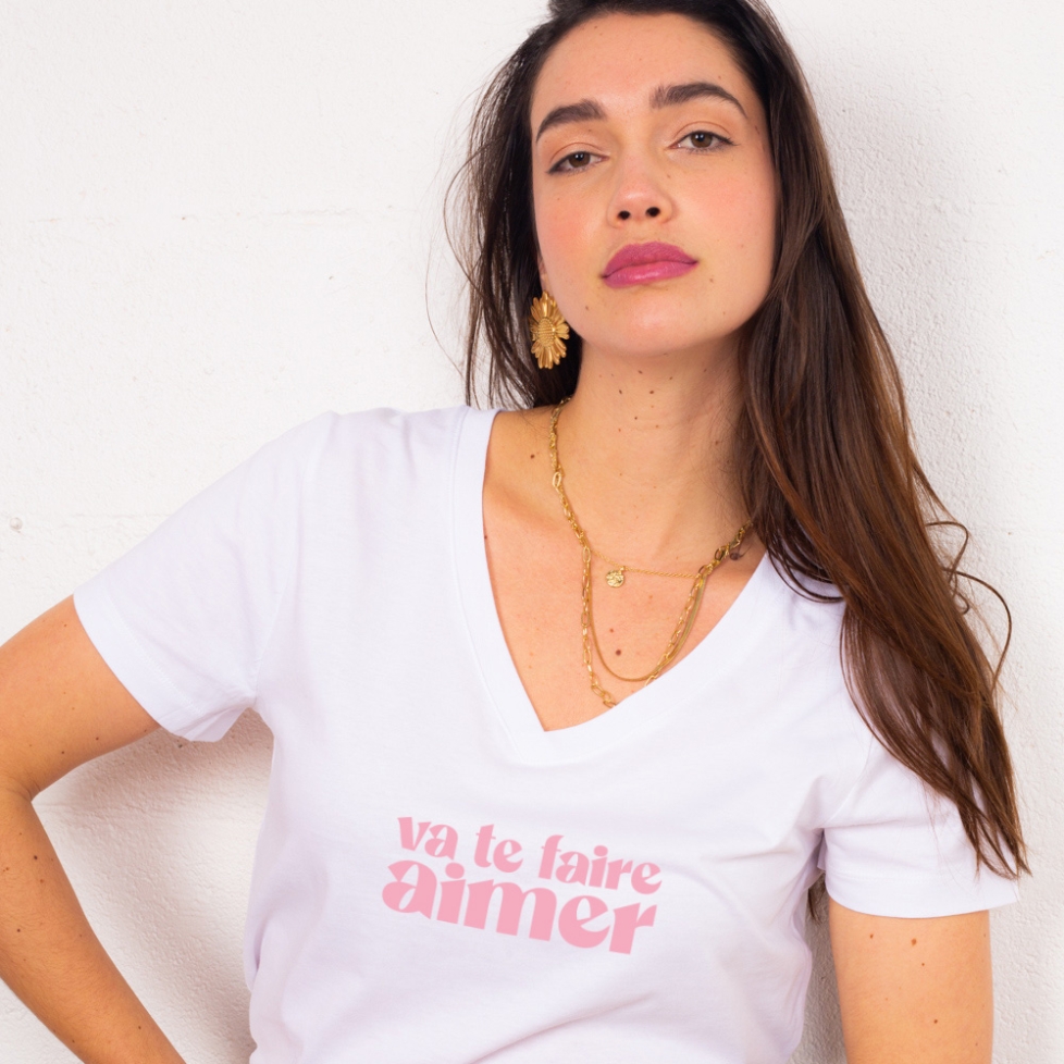 T-shirt Col V Va Te Faire Aimer FAUBOURG54 FEMME