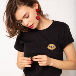 T-shirt Bouche Cindy Gold Noir