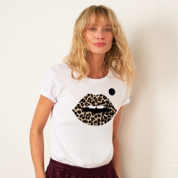 T-shirt Bouche Cindy Léopard