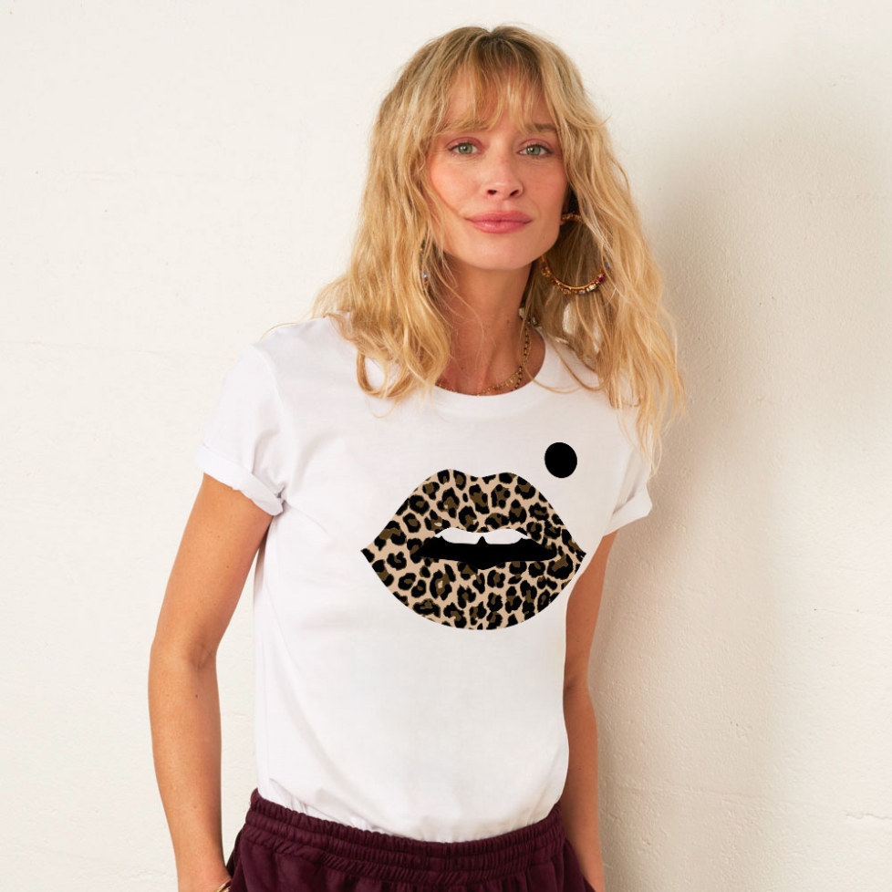 T-shirt Bouche Cindy Léopard
