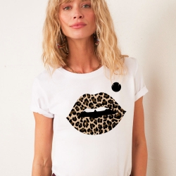 T-shirt Bouche Cindy Léopard