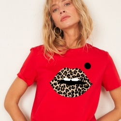 T-shirt Bouche Cindy Léopard