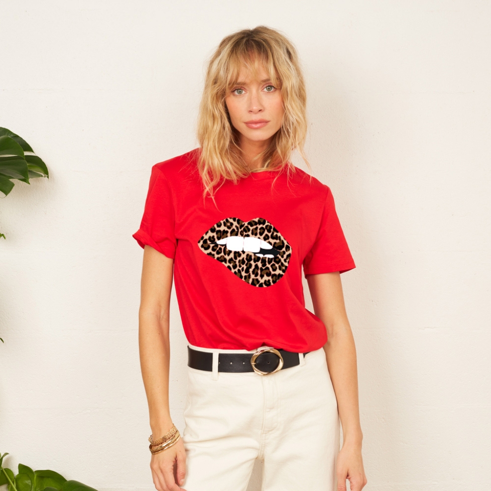 T-shirt Bouche Martina Léopard