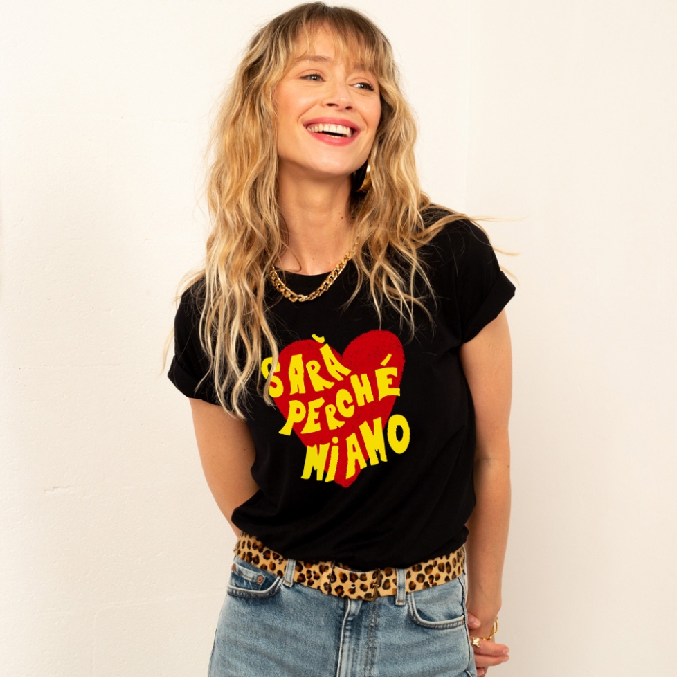 T-Shirt Noir Sarà Perché Mi Amo
