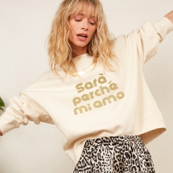 Sweat Crème Boxy Sarà Perché Mi Amo typo Sweat Crème Boxy Sarà Perché Mi Amo typo