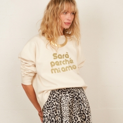 Sweat Crème Boxy Sarà Perché Mi Amo typo Sweat Crème Boxy Sarà Perché Mi Amo typo