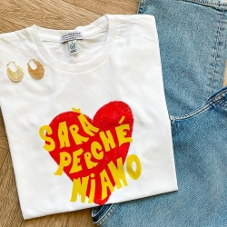 T-shirt Blanc Sarà Perché Mi Amo