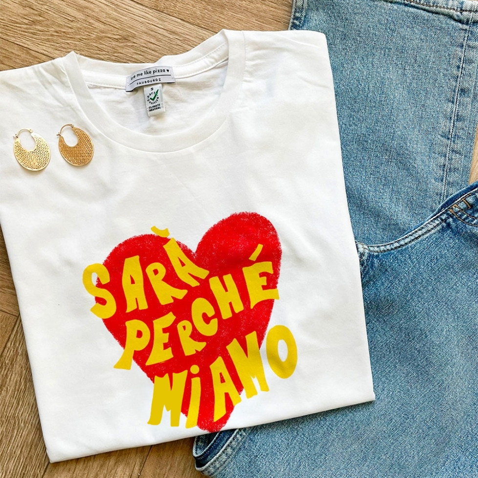 T-shirt Blanc Sarà Perché Mi Amo