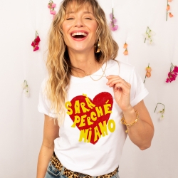 T-shirt Blanc Sarà Perché Mi Amo