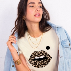 T-shirt Bouche Léopard Big