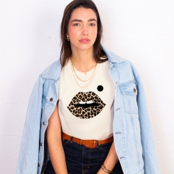 T-shirt Bouche Léopard Big