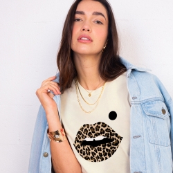 T-shirt Bouche Léopard Big