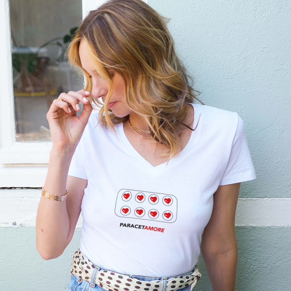 T-shirt col v Paracetamour
