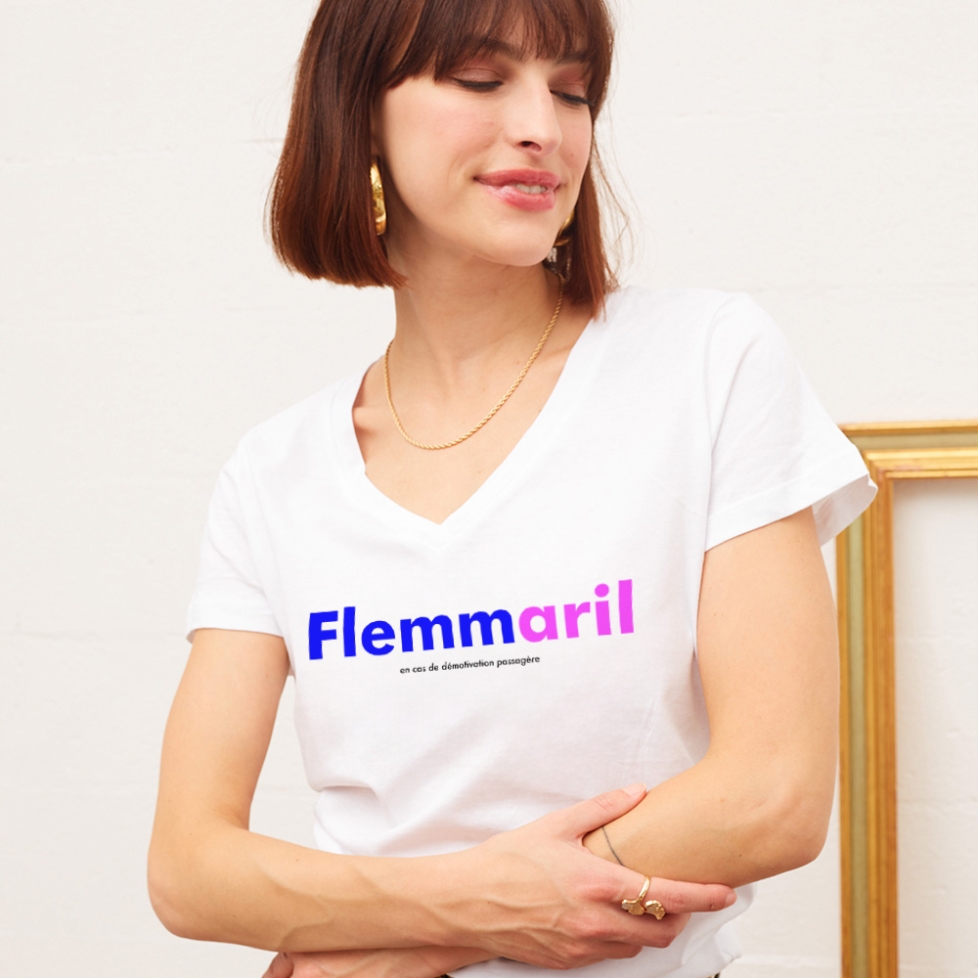 T-shirt col v Flemmardil