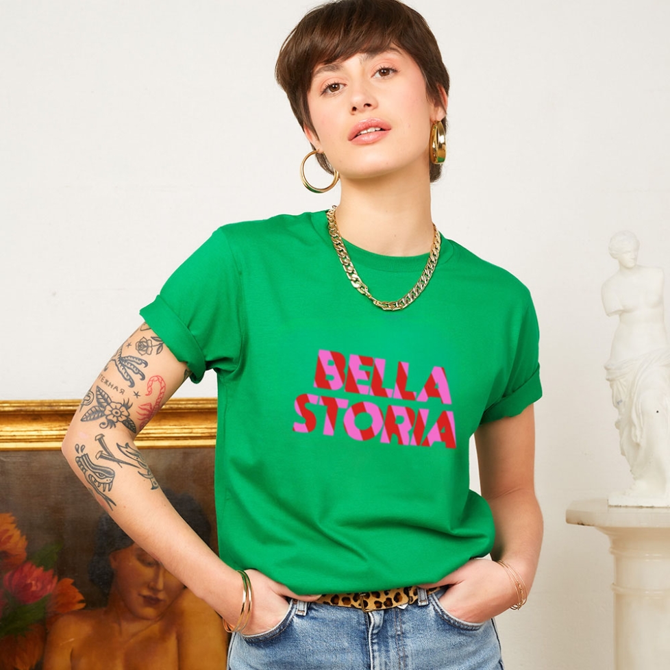 T-shirt Vert Storia Rigato